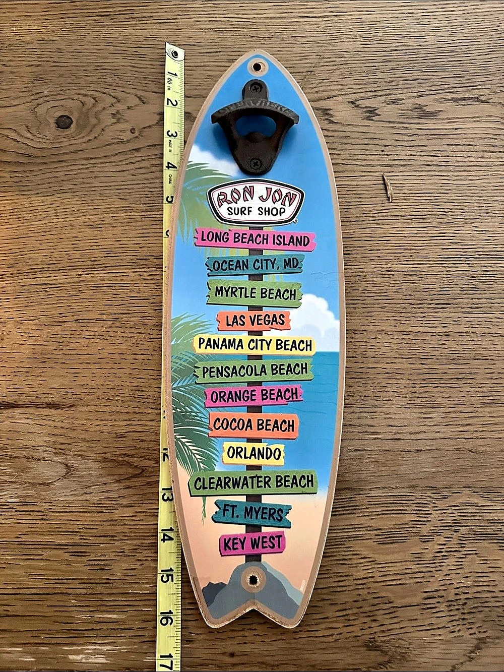 Ron Jon Wall-Mounted Bottle Opener in Blue & Pink